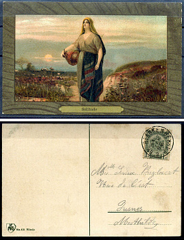 Бельгия открытка 1908 одиночество, с маркой в 1 цент 2193-70