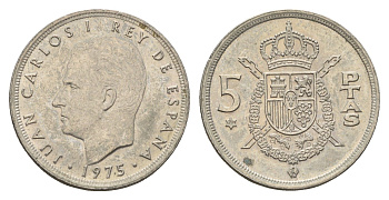 Испания 5 песет 1975 (79) Хуан Карлос I (1975-2014) KM 807 медно-никель 4673-1012