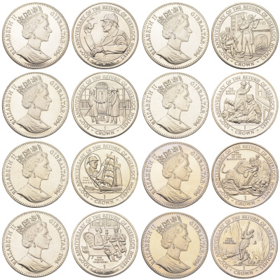 Гибралтар полный набор из 8 монет (1 крона) 1994 100 лет возвращению Шерлока Холмса KM 285, 286, 287, 288, 289, 290, 291 и 292 медно-никель BU 1524-1811-1823