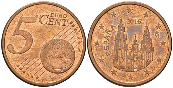 Испания 5 евроцентов 2016 M KM 1146 сталь плакированная медью 4580-339
