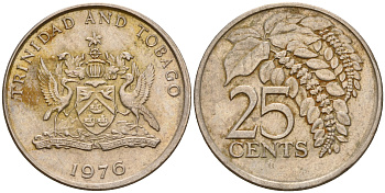 Тринидад и Тобаго 25 центов 1976 цветок дикая пуансеттия KM 28 медно-никель    4189-239