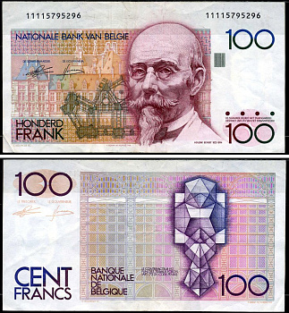 Бельгия 100 франков ND (1982-1984) Pick 142 a (5) бумага 7221-24-1-2