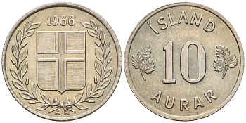 Исландия 10 эйре 1966 KM 10 медно-никель 4608-141