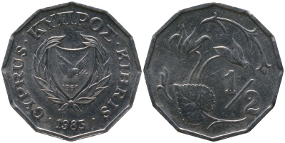 Кипр 1/2 цента 1983 KM 52 алюминий aUNC 4154-455