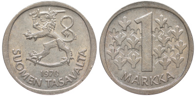 Финляндия 1 марка 1970 S KM 49а медно-никель 259-417