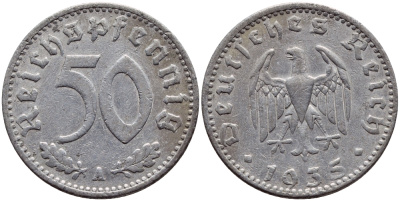 Германия 50 рейхспфеннигов 1935 A КМ 87, J.368 алюминий 4391-1123