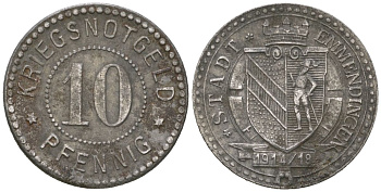 Эммендинген (Баден) 10 пфеннингов 1914 Funck 117.2, Men18 8194.2 железо 4169-1112