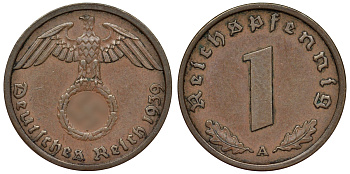Германия 1 рейхспфенниг 1939 A KM 89, J. 361 бронза 71-218