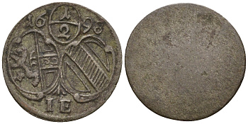 Австрия, Зальцбург 1/2 крейцера 1698 I.E., Иоганн Эрнст фон Тун (1687-1709) KM 247, Probszt 1910 серебро 00-00