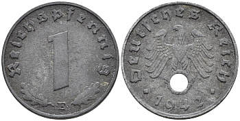 ГЕРМАНИЯ 1 РЕЙХСПФЕННИГ 1942 E KM 97, J. 369 цинк 4547-234