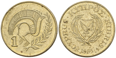 Кипр 1 цент 1985 KM 53.2 никель латунь 4174-1121