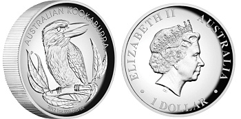 Австралия 1 доллар 2012 кукабара, высокорельефная KM 1829 серебро PROOF 1074-1-52