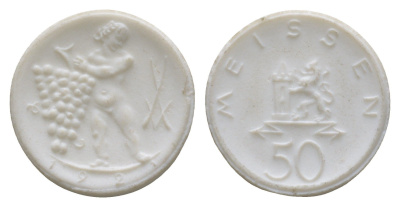 Майсен 50 пфеннигов 1921 Men05 16521.9, Men18 20725.9, Scheuch 171n фарфор 08-544