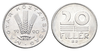 Венгрия 20 филлеров 1990 BP KM 676 алюминий UNC 4668-168