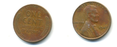 США 1 ЦЕНТ 1947 ЛИНКОЛЬН KM A132 бронза 76-167