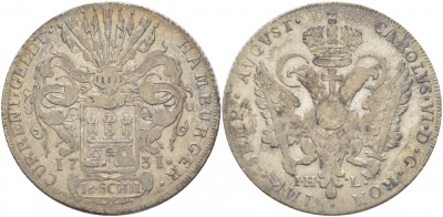 Гамбург 16 шиллингов 1731 KM 171 серебро 00-000-00