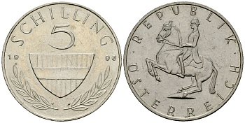 Австрия 5 шиллингов 1996 KM 2889a медно-никель 4167-921