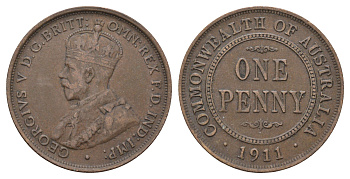 Австралия 1 пенни 1911 Георг V (1910-1936) KM 23 бронза 4672-225