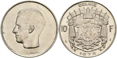 Бельгия 10 франков 1976 Belgie, Бодуэн I (1951-1993) KM 156.1 никель 4135-1034