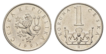 Чехия 1 крона 1993 KM 7 сталь плакированная никелем 4623-763