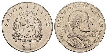 Самоа 1 тала 1970 Визит Папы Павла VI KM 10 медно-никель UNC 4677-825