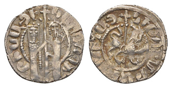 Киликийская Армения трам 1226-1271 Хетум I и царица Забель, держат крест/лев с патриаршим крестом  серебро    1516-312