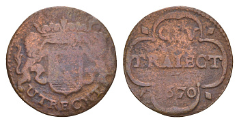 Нидерланды, Голландская Республика, Утрехт 1 дуит 1670 KM 44 медь 1519-345