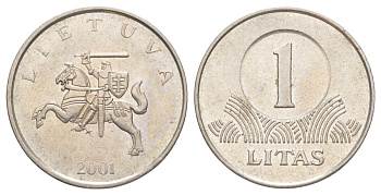 Литва 1 лит 2001 KM 111 медно-никель 4629-711