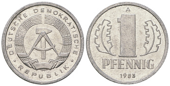 ГДР 1 пфенниг 1983 А KM 8.2 алюминий 4623-449