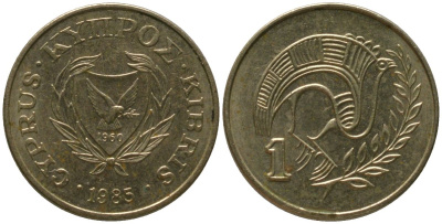 Кипр 1 цент 1985 KM 53.2 никель латунь 4154-729