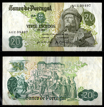Португалия 20 эскудо 1971 Pick 173 (4) бумага 6294-49-2-1