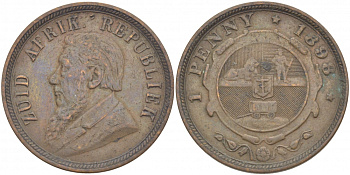Южно-Африканская Республика, Трансвааль 1 пенни 1898 Пауль Крюгер KM 2 медь 180-942
