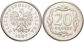 Польша 20 грошей 1997 Y 280 медно-никель UNC 4614-648