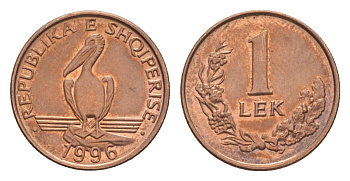Албания 1 лек 1996 KM 75 бронза UNC 4644-956