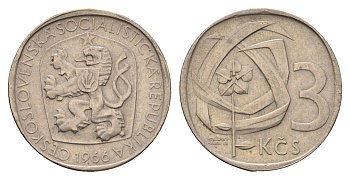 Чехословакия 3 кроны 1966 KM 57 медно-никель 4678-656