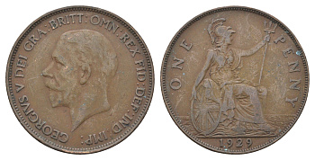 Великобритания 1 пенни 1929 Георг V (1910-1936) KM 838, Spink 4055 бронза 4661-725