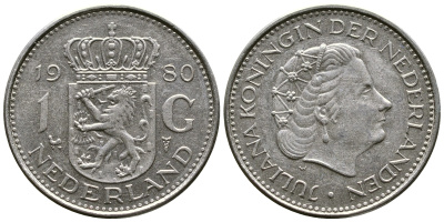 Нидерланды 1 гульден 1980 Юлиана (1948-1980) KM 184а никель 4175-755