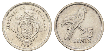 Сейшельские Острова (Сейшелы) 25 центов 1982 KM 49 медно-никель 4516-1211