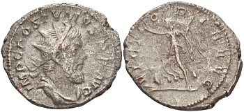 Римская Империя (императоры в Галлии) антониниан 260 - 269 Постум. IMP C POSTVMVS P F AVG / VICTORIA AVG, Виктория с венком и пальмовой ветвью, у ног пленник, Колония Агриппины, Good Very fine RIC 89 биллон 1073-13-81