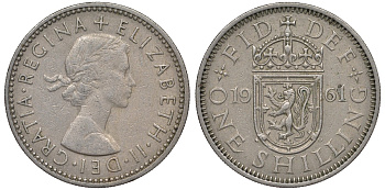 Великобритания 1 шиллинг 1961 Елизавета II (1952-2022), Шотландский герб KM 905, Spink 4148 медно-никель 4122-1023