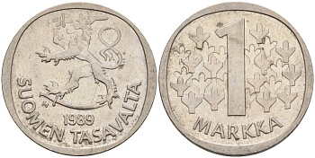 ФИНЛЯНДИЯ 1 МАРКА 1989 M KM 49a медно-никель 4563-541