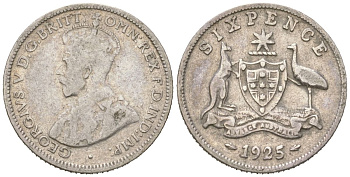 Австралия 6 пенсов 1925 Георг V (1910-1936) KM 25 серебро 4611-543