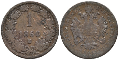 АВСТРИЯ 1 КРЕЙЦЕР 1860 В KM 2186 медь 66-113