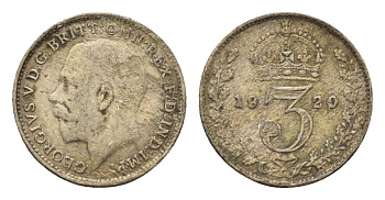 Великобритания 3 пенса 1920 Георг V (1910-1936) KM 813a, Spink 4016 серебро 4644-332