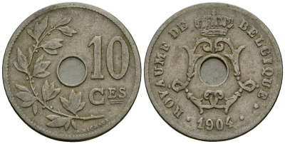 Бельгия 10 сантимов 1904 Belgique KM 52 медно-никель 4172-756