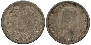 Нидерланды 10 центов 1896 Вильгельмина I (1890-1948) KM 116 серебро 443-222