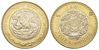 Мексика 10 песо 1998 KM 616 биметалл UNC 4622-1235