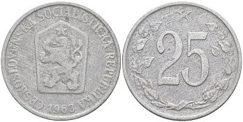 Чехословакия 25 геллеров 1963 KM 54 алюминий 217-1047