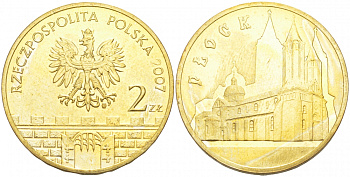 Польша 2 злотых 2007 MW, серия польские города - Плоцк (PLOCK) KM 617 латунь 73-1114
