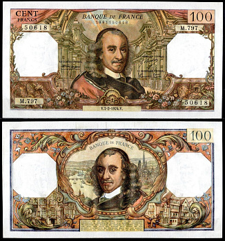 Франция 100 франков 1974 Pick 149 d бумага 7198-26-2-1